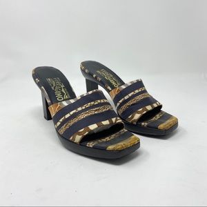 Salvatore Ferragamo sandals heels multicolor 9 B